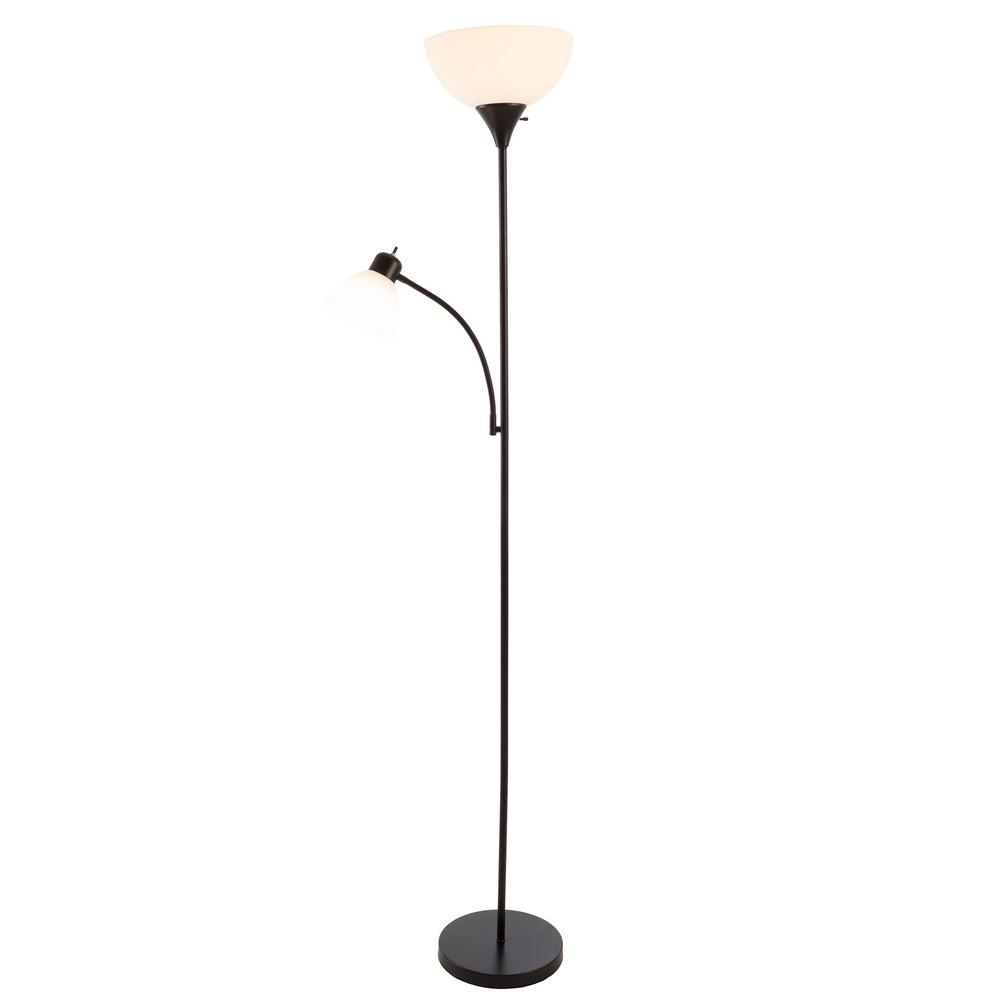 Lavish Home 77 In Black Torchiere Floor Lamp With Reading Light And Heat Resistant Shade regarding measurements 1000 X 1000