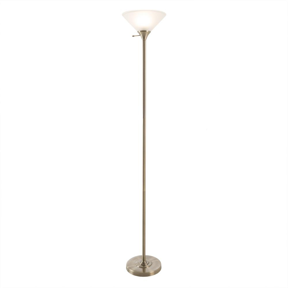 Lavish Home 77 In Light Bronze Metal Torchiere Floor Lamp With Frosted Glass Shade intended for dimensions 1000 X 1000