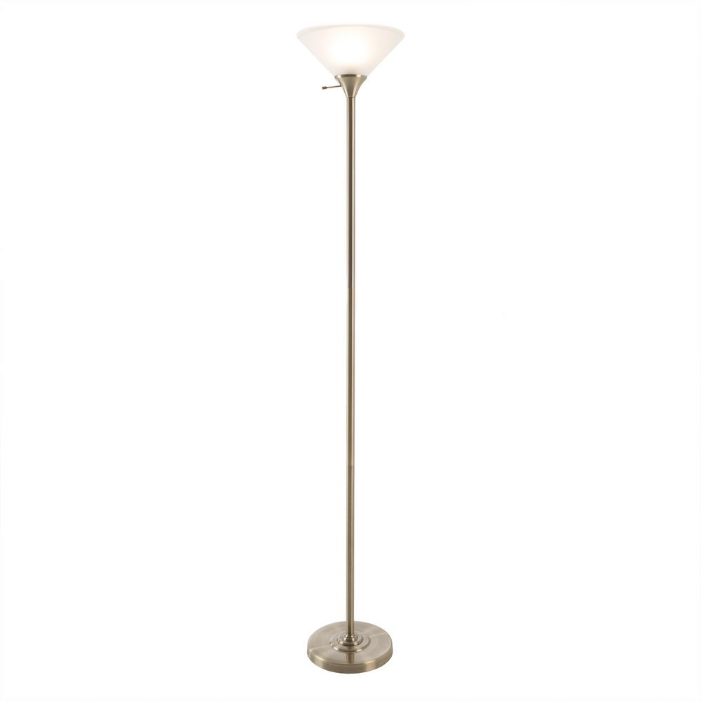 Lavish Home 77 In Light Bronze Metal Torchiere Floor Lamp With Frosted Glass Shade with regard to proportions 1000 X 1000