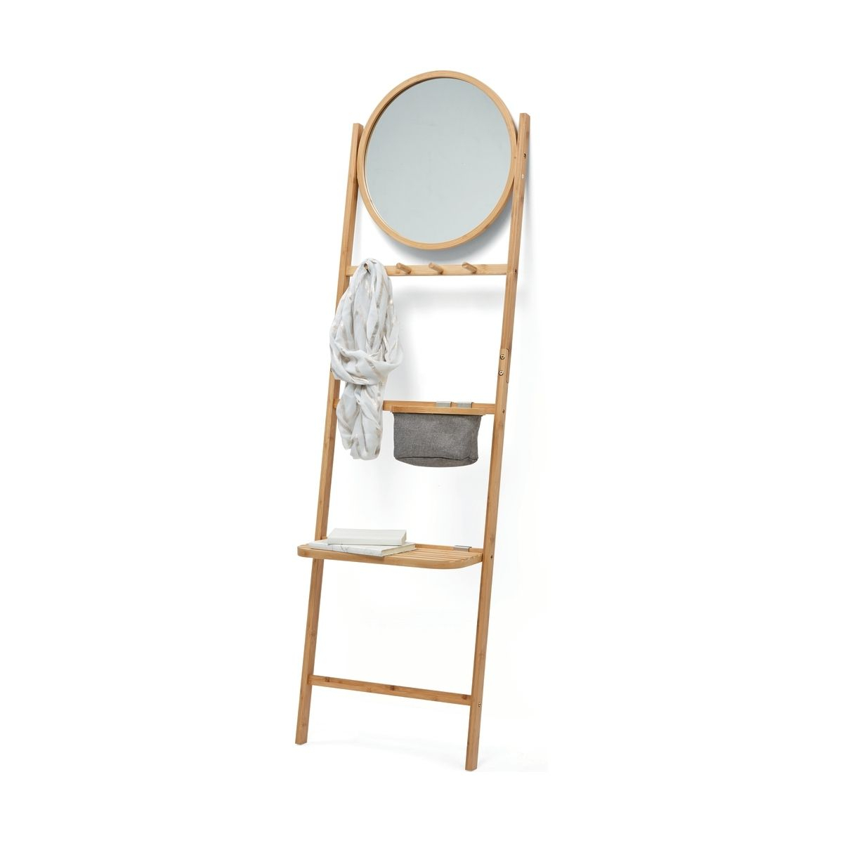 Leaning Storage Mirror With Bamboo Frame Kmart Storage with regard to size 1200 X 1200