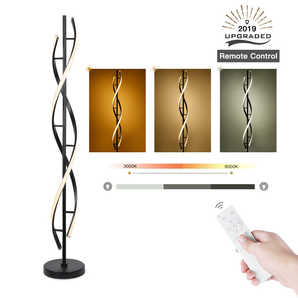 Led Floor Lamp Remote Control Black Spiral Dimmable Energy Saving Living Room in dimensions 1000 X 1000
