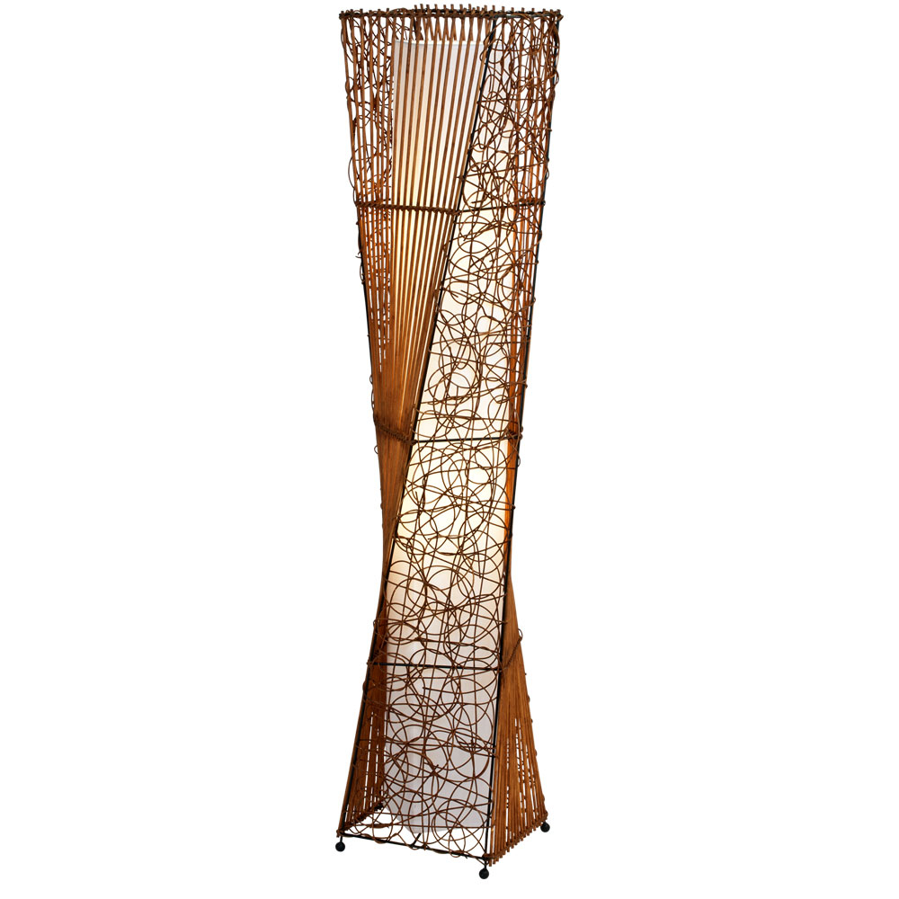 Led Rattan Floor Lamp Textile Shade Cream H 130 Cm Zimbo intended for sizing 1000 X 1000