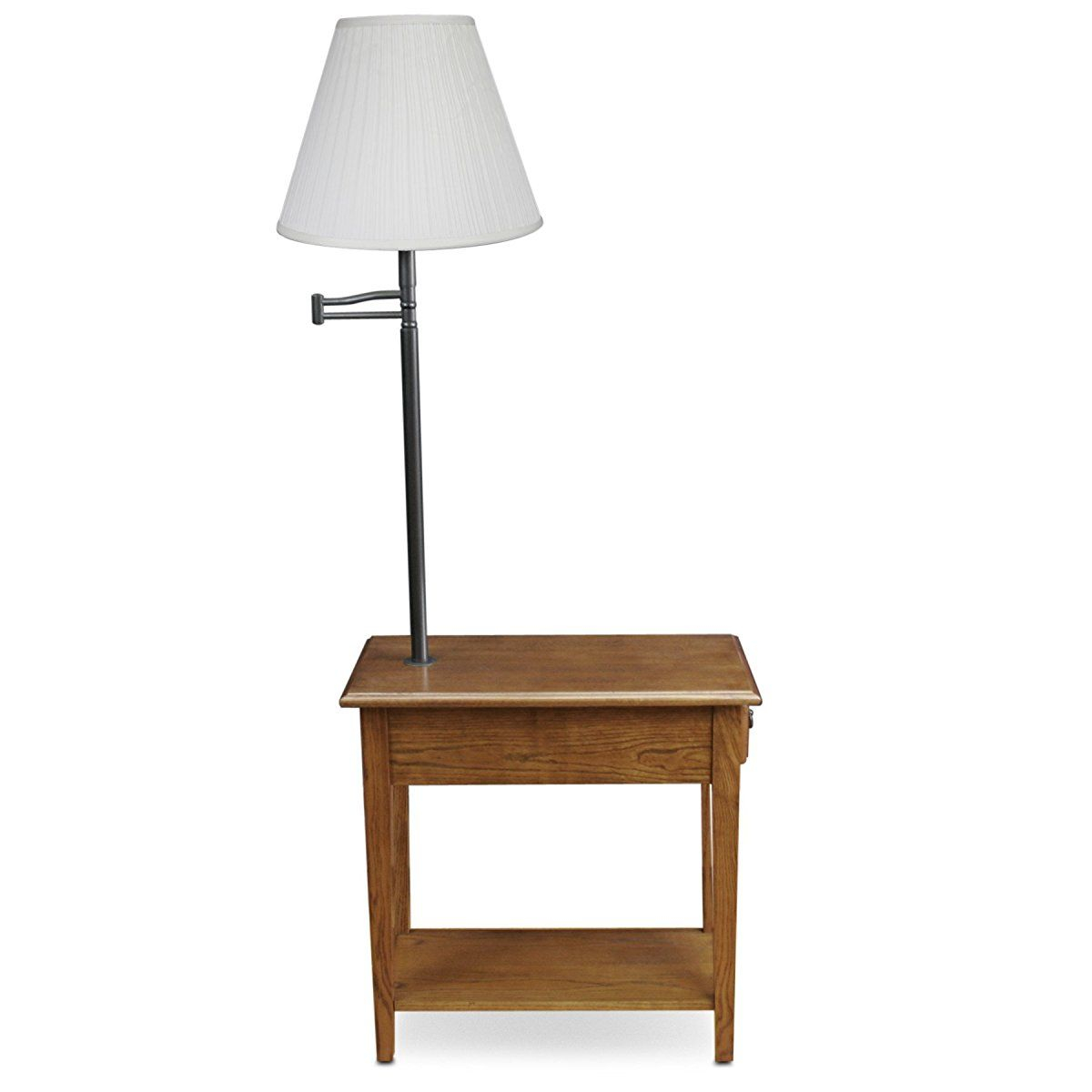 Leick Chair Side Lamp End Table With Drawer Medium Oak with proportions 1200 X 1200