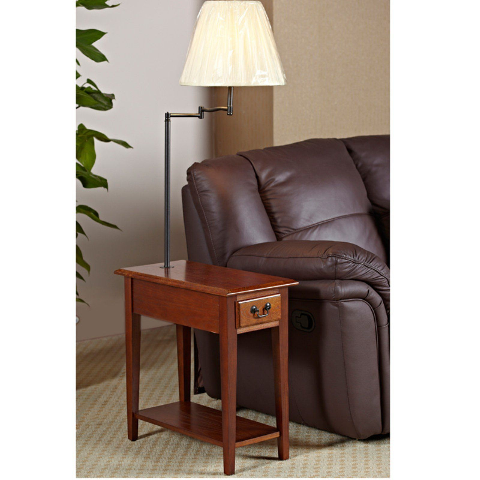 Leick Home Chairside Oak End Table With Swing Arm Lamp In regarding dimensions 1600 X 1600