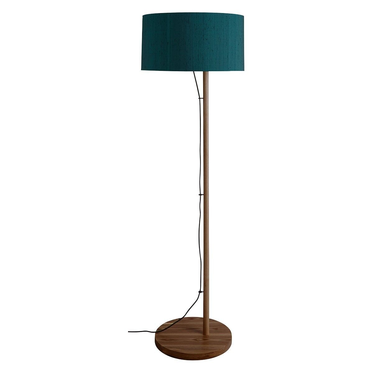 Leigh Leigh Walnut Floor Lamp With Ink Drum Silk Shade In throughout dimensions 1200 X 1200