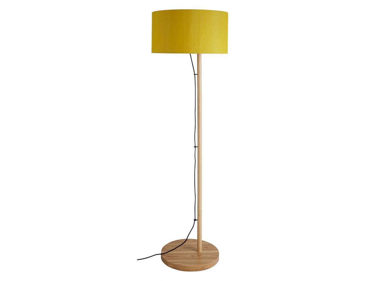 Leigh Oak Wooden Floor Lamp With Yellow Shade with regard to proportions 1200 X 925