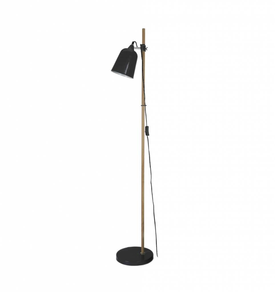 Leitmotiv Floor Lamp Wood Like Black Metal 15x14x149cm within sizing 963 X 1024