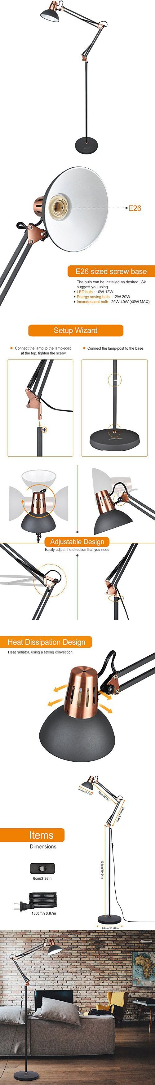 Lepower Metal Floor Lamp Architect Swing Arm Standing Lamp for sizing 500 X 3500