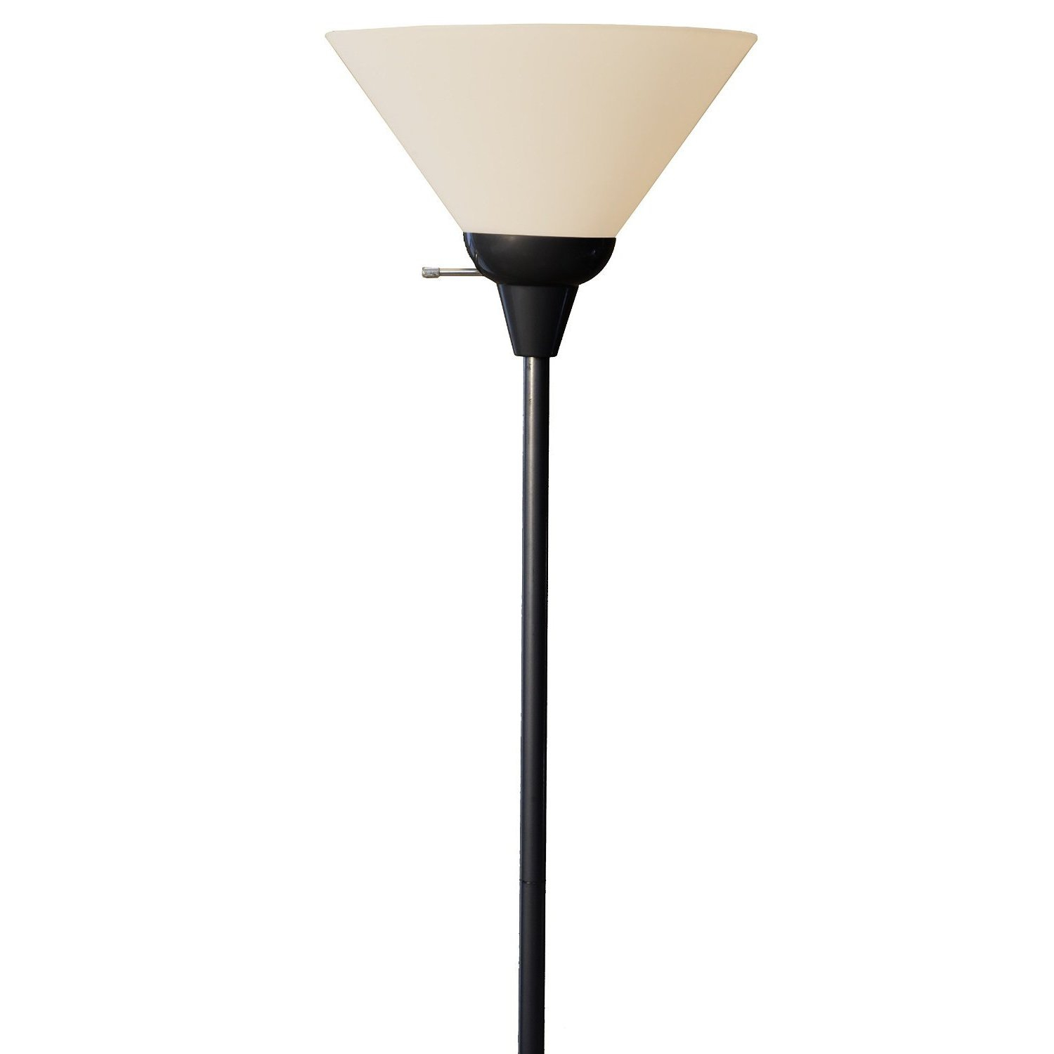 Light Accents Black Painted Metal 100 Watt Floor Lamp With White Plastic Shade with sizing 1500 X 1500
