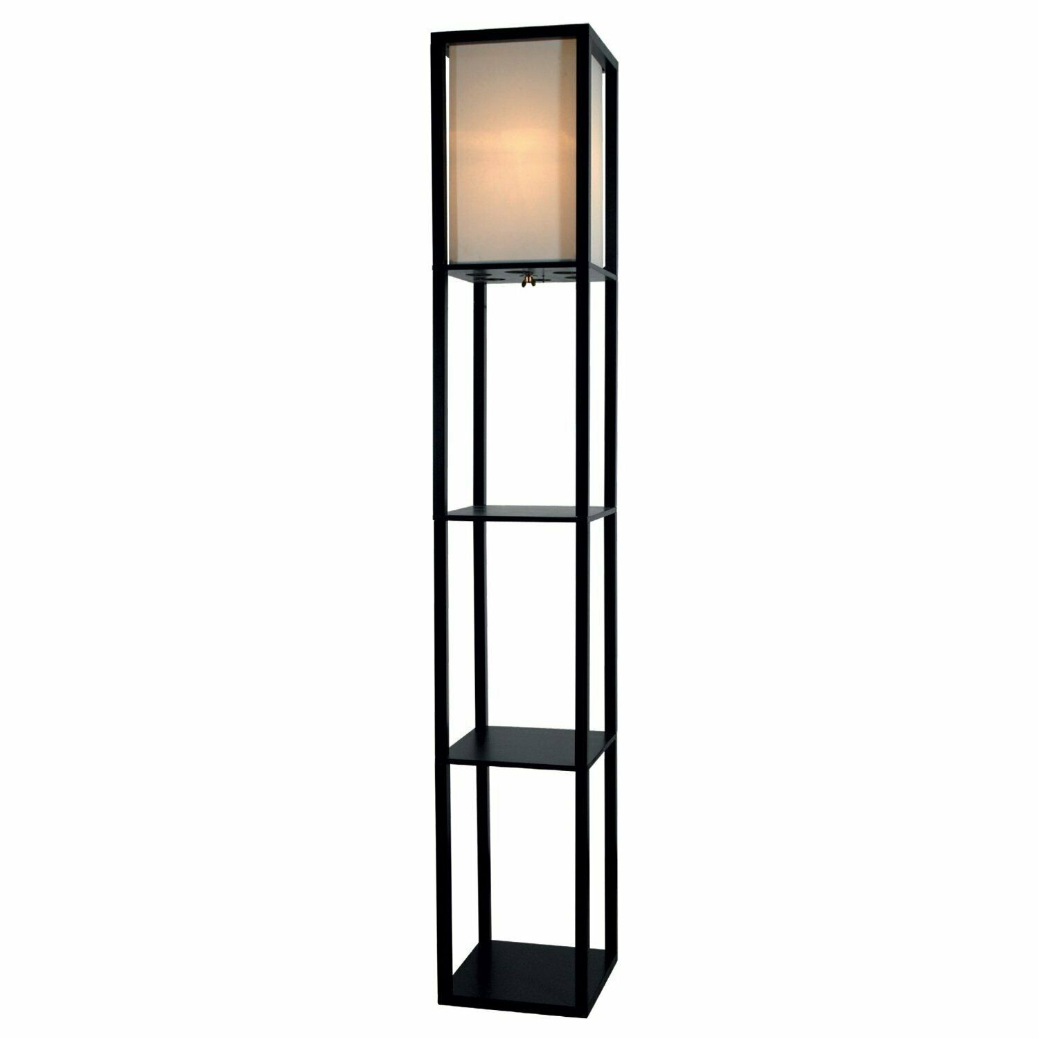 Light Accents Floor Lamp 3 Shelf Standing Lamp 63 Tall Wood With Linen Shade pertaining to measurements 1500 X 1500