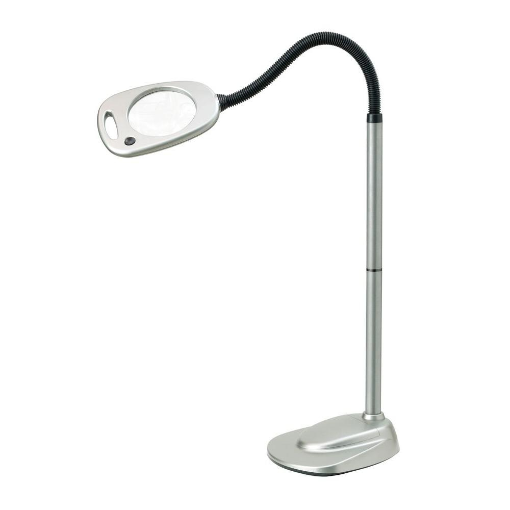 Light It 5 In 12 Silver Led Lens Battery Operated Magnifier Floor Lamp With Ac Adapter within sizing 1000 X 1000