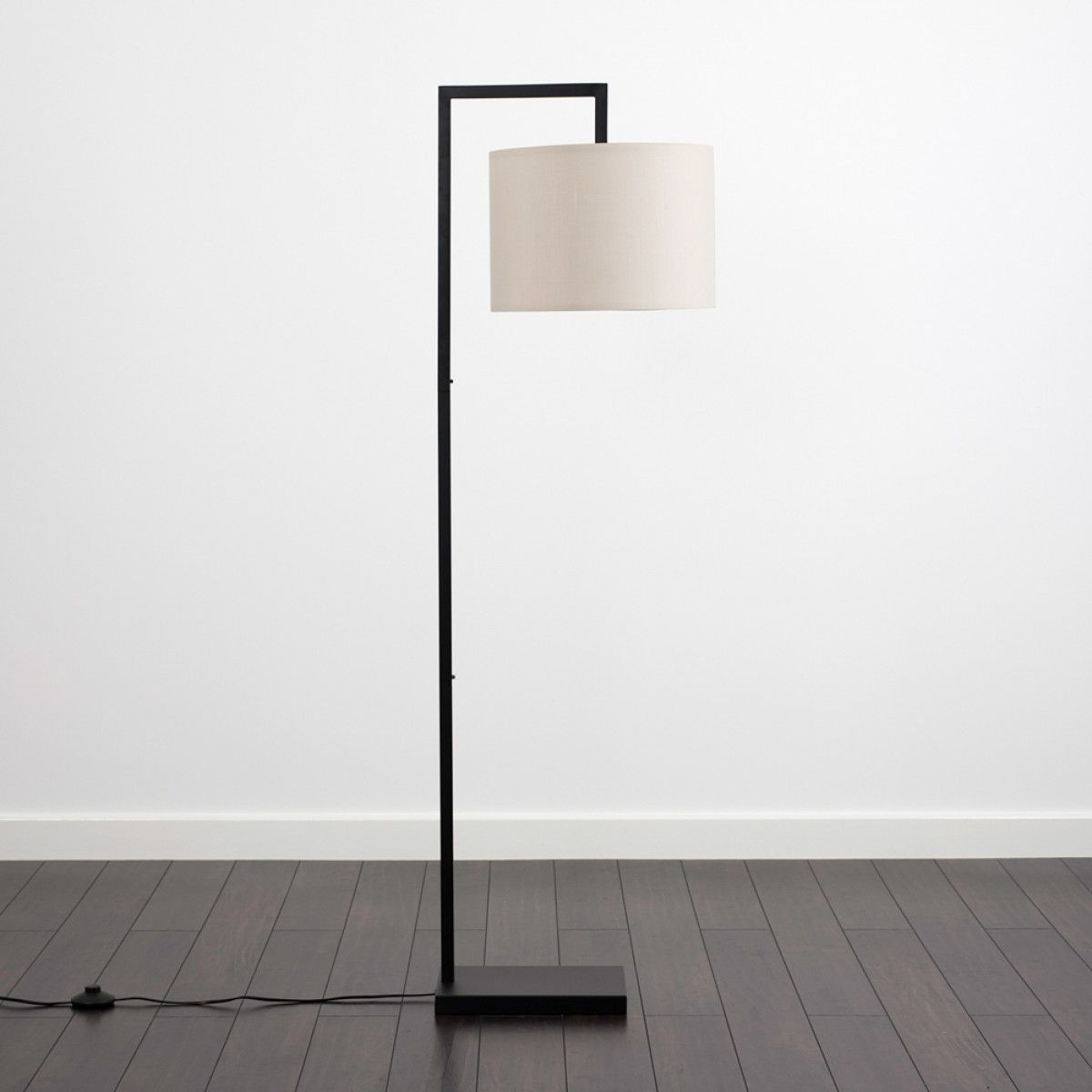 Linus Black Adjustable Floor Lamp With Beige Drum Shade In for proportions 1200 X 1200