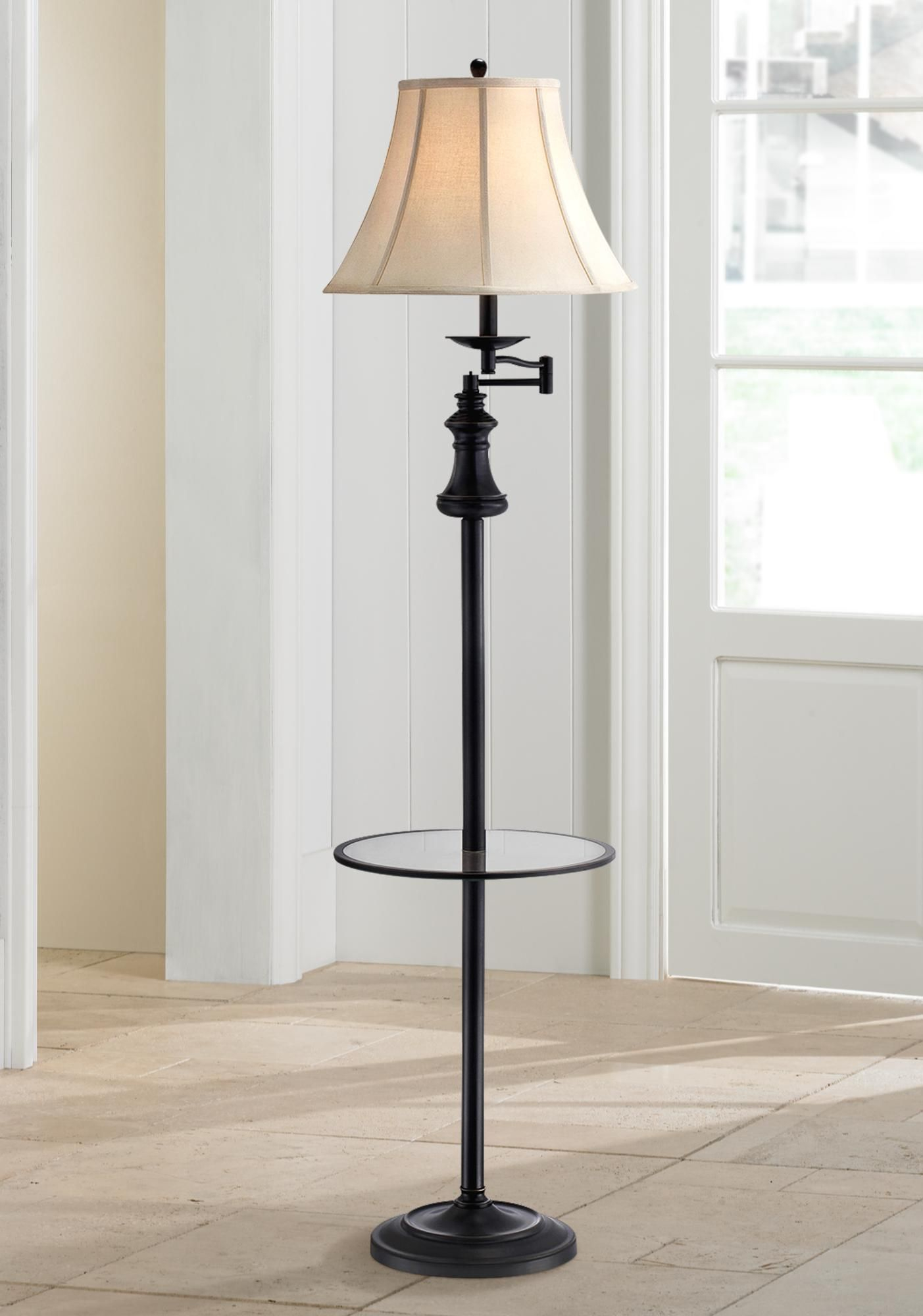 Lite Source Brandice Swing Arm Floor Lamp With Table Tray within dimensions 1403 X 2000
