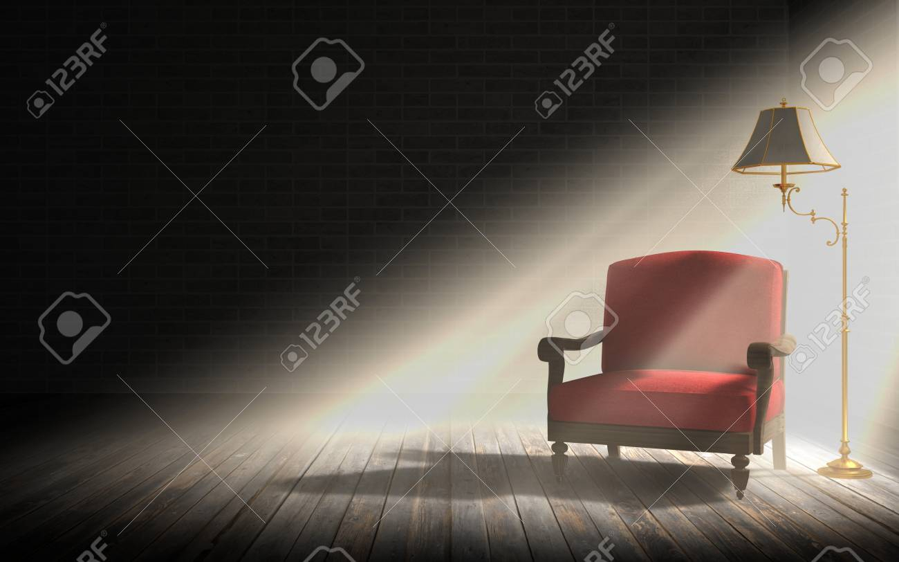 Living Room Interior Red Armchair And Classic Floor Lamp In intended for size 1300 X 812