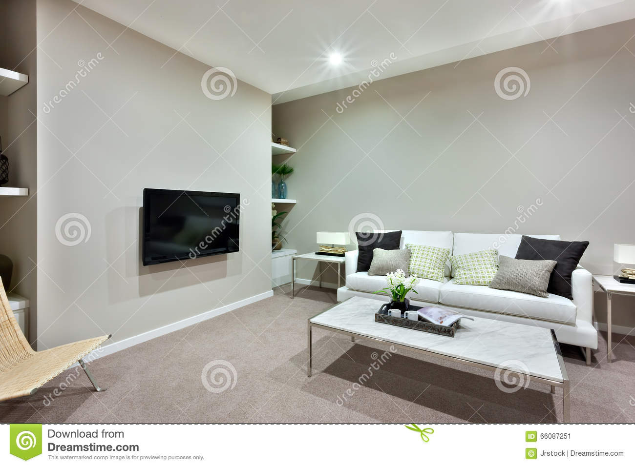 Living Room With A White Table And Sofas With Pillows Of A throughout proportions 1300 X 957