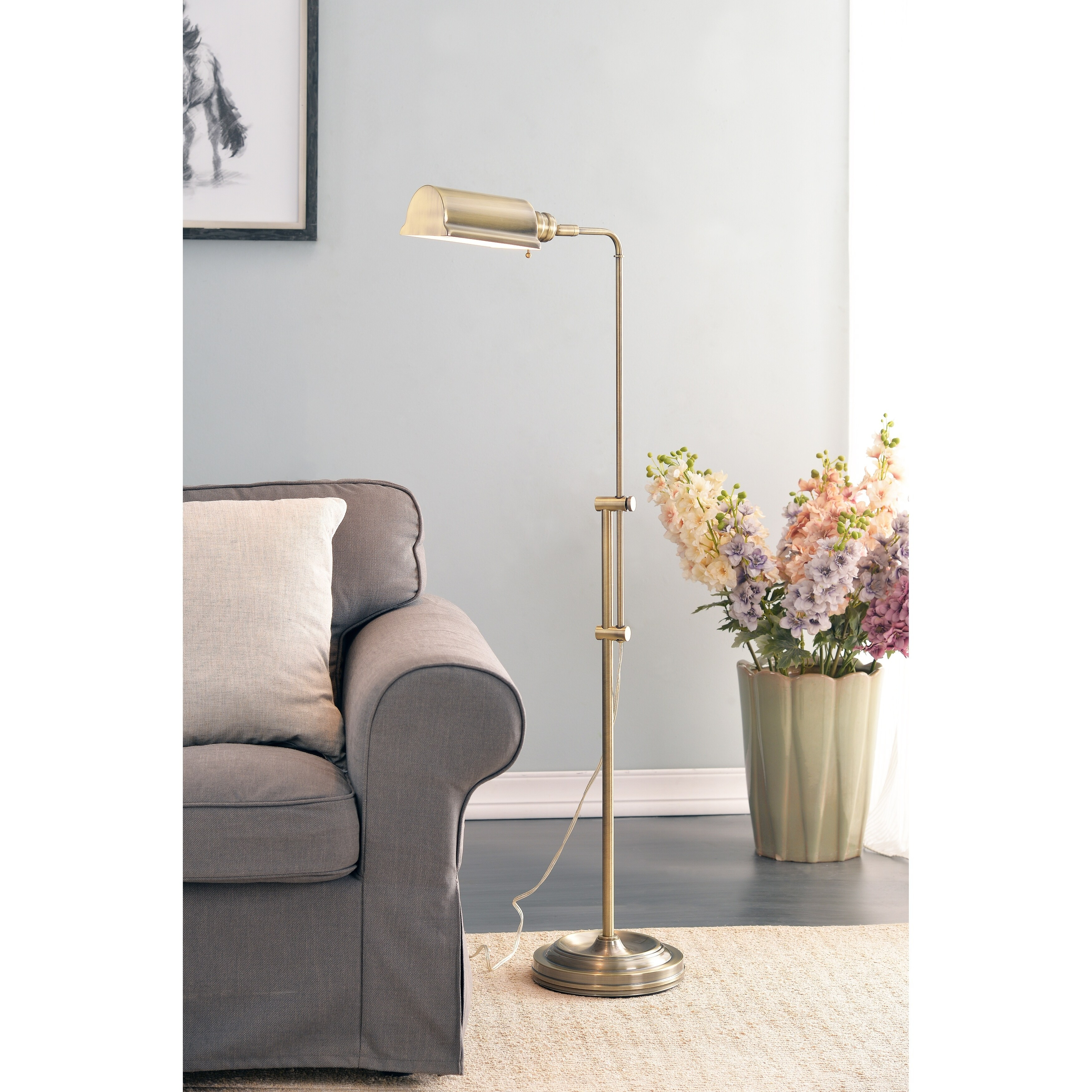 Lois 50 Inch Antique Brass Task Floor Lamp Gold Design with regard to sizing 3500 X 3500