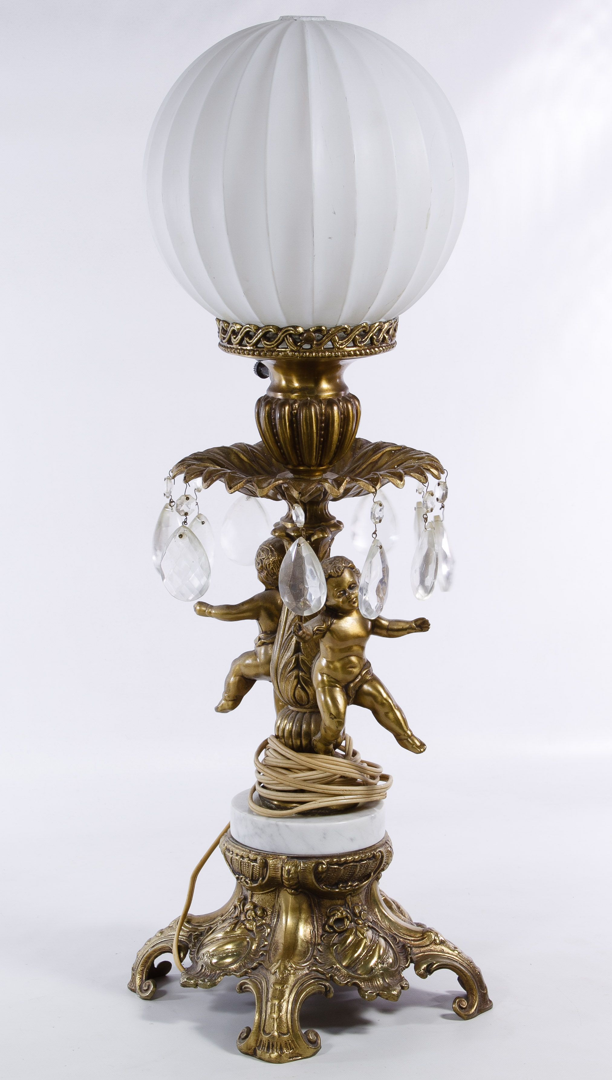 Lot 695 Cast Metal Electric Cherub Table Lamp Having A intended for dimensions 2024 X 3573
