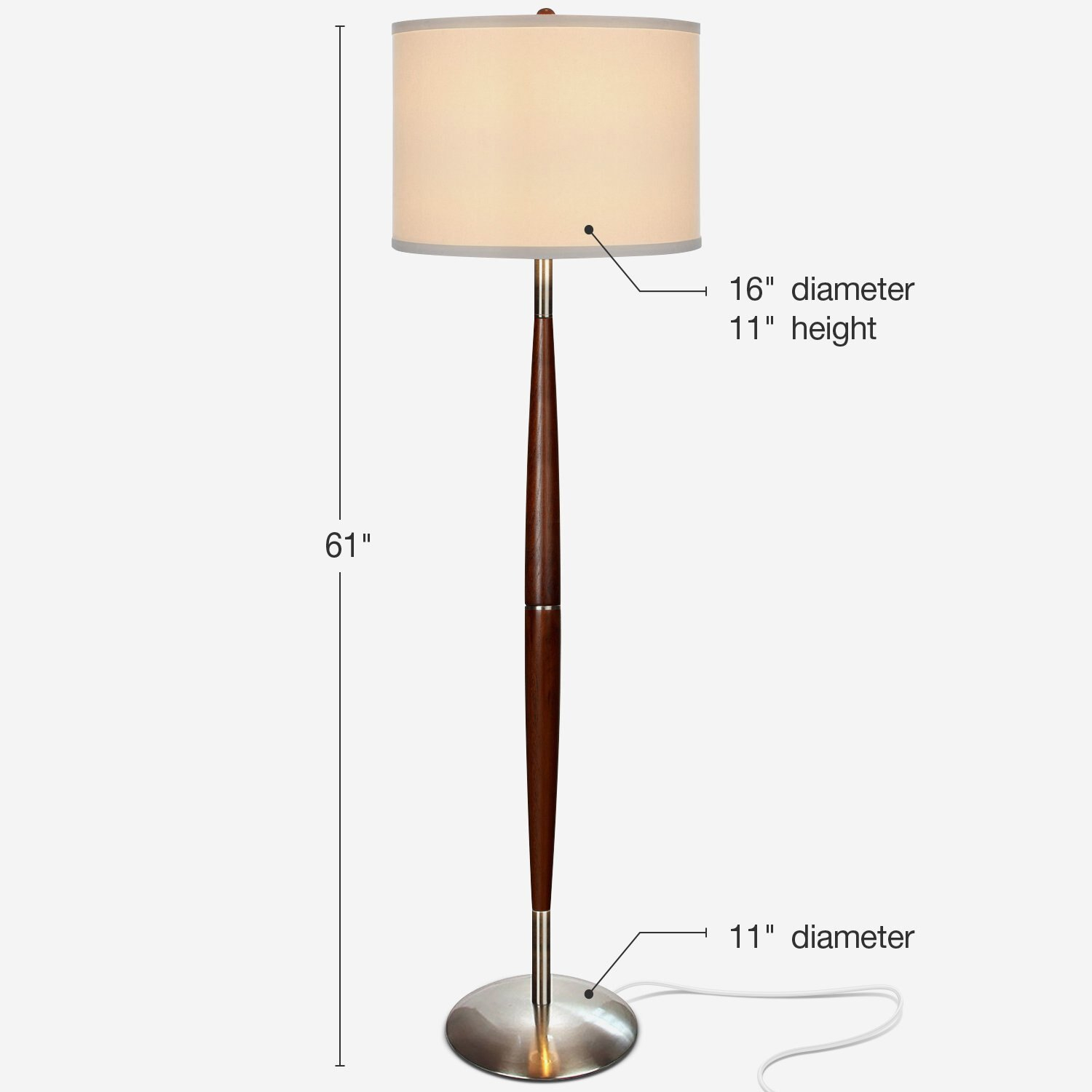 Lucas Led Pole Floor Lamp Tall Standing Drum Shade Lighting All Rooms pertaining to proportions 1500 X 1500