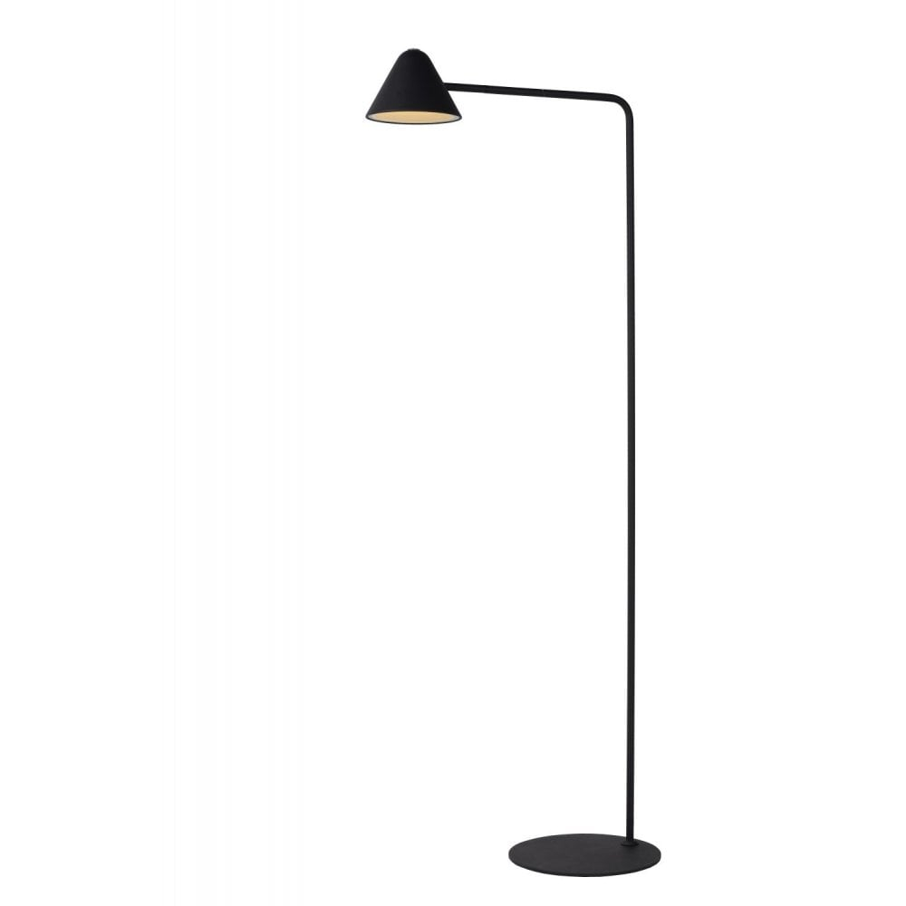 Lucide Devon Modern Metal Black Floor Reading Lamp with size 1000 X 1000