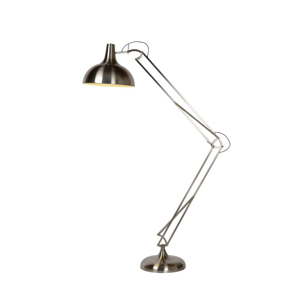Lucide Watsie Industrial Metal Satin Chrome Floor Reading Lamp pertaining to proportions 1000 X 1000
