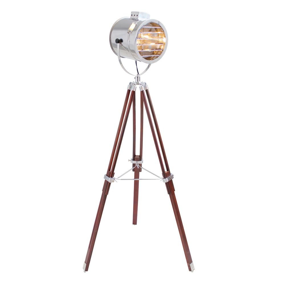 Lumisource Ahoy 62 In Cherry Wood And Chrome Tripod Floor regarding proportions 1000 X 1000