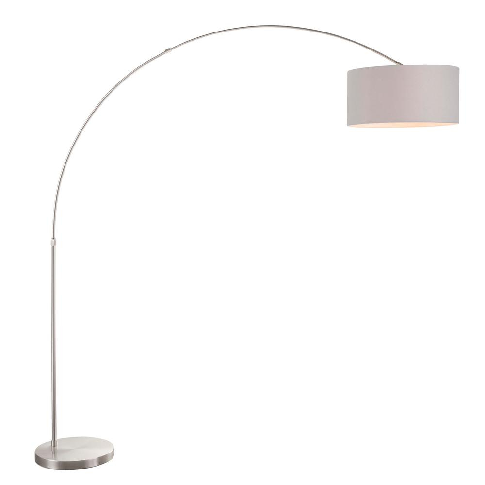 Lumisource Salon 76 In Satin Nickel Floor Lamp With Grey Shade with regard to proportions 1000 X 1000