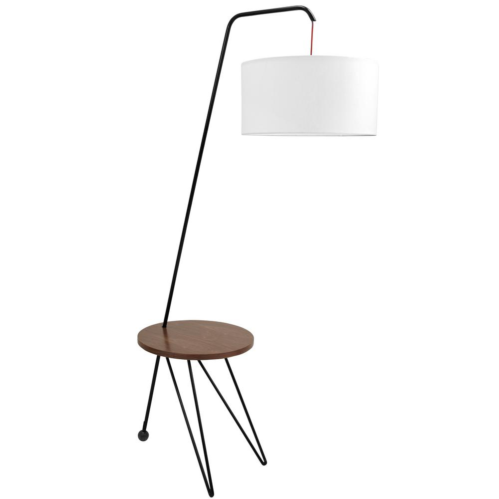 Lumisource Stork 6925 In Walnut And White Floor Lamp With Round Wood Table inside size 1000 X 1000