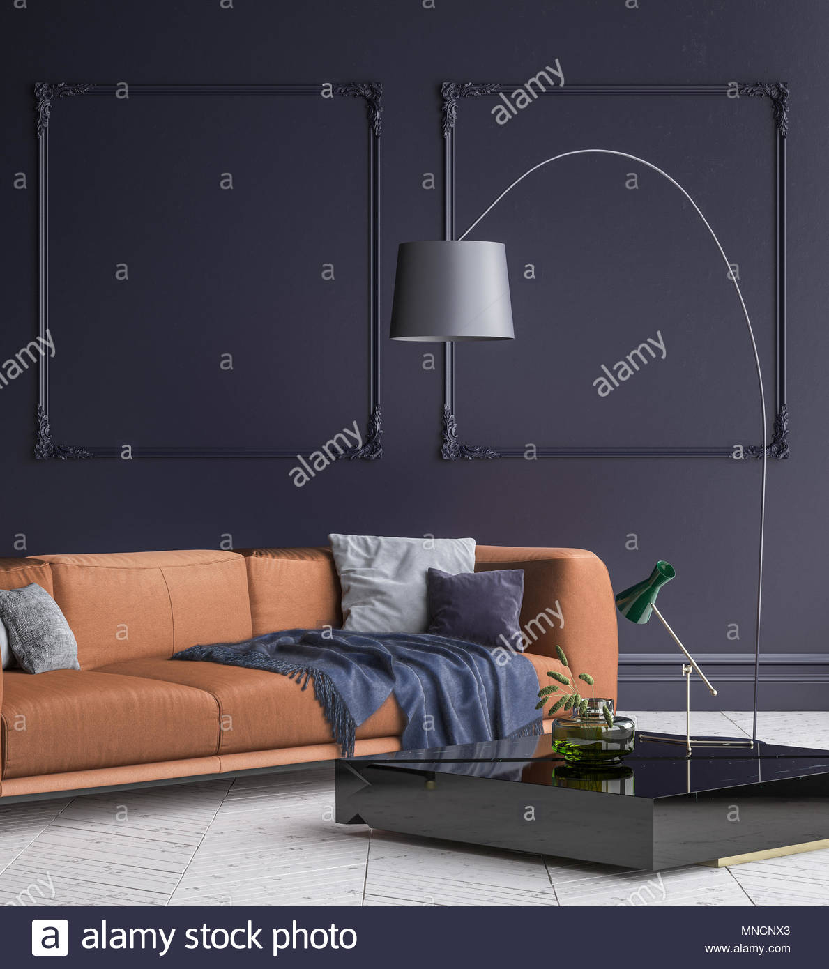 Luxury Modern Dark Blue Living Room Interior With White within measurements 1189 X 1390