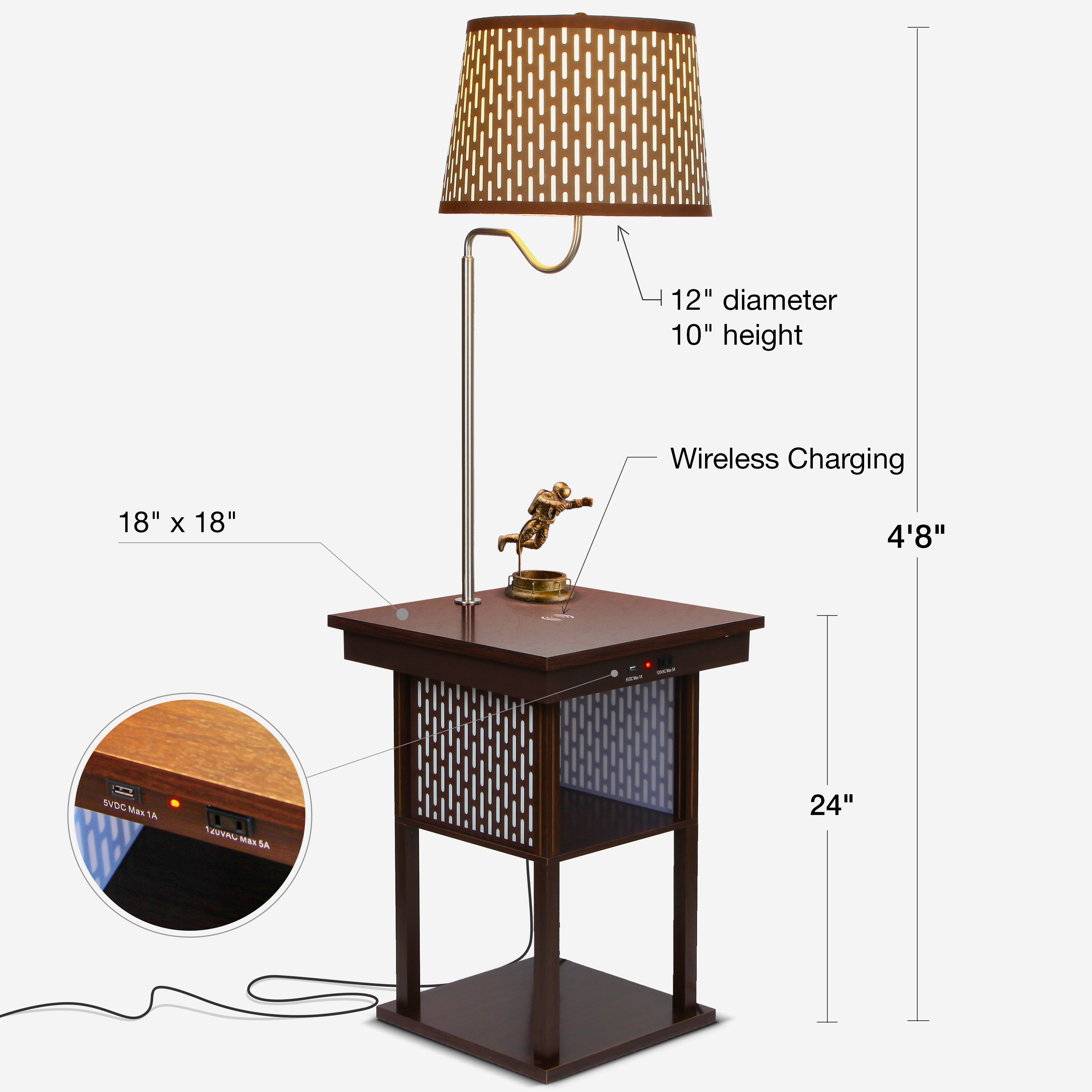 Madison Led Floor Lamp With Wireless Charging Pad Usb Port in sizing 3000 X 3000