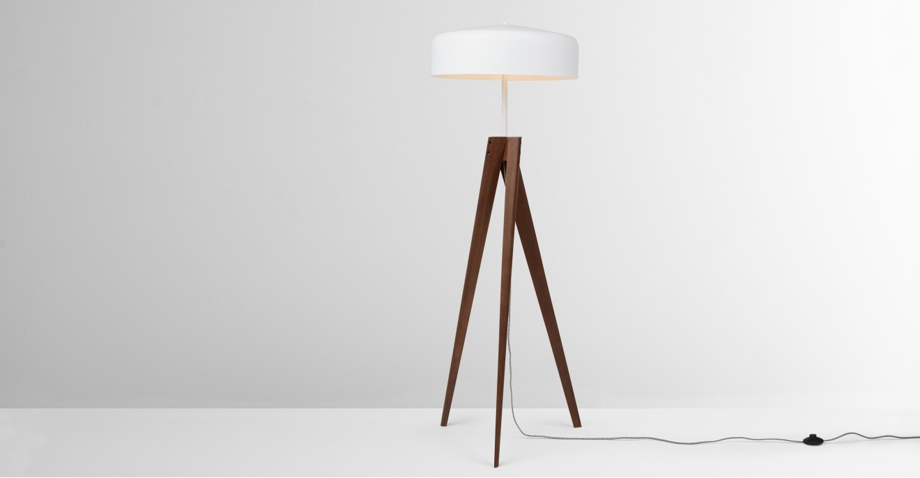 Madison Tripod Floor Lamp White And Dark Wood Made intended for proportions 1320 X 686