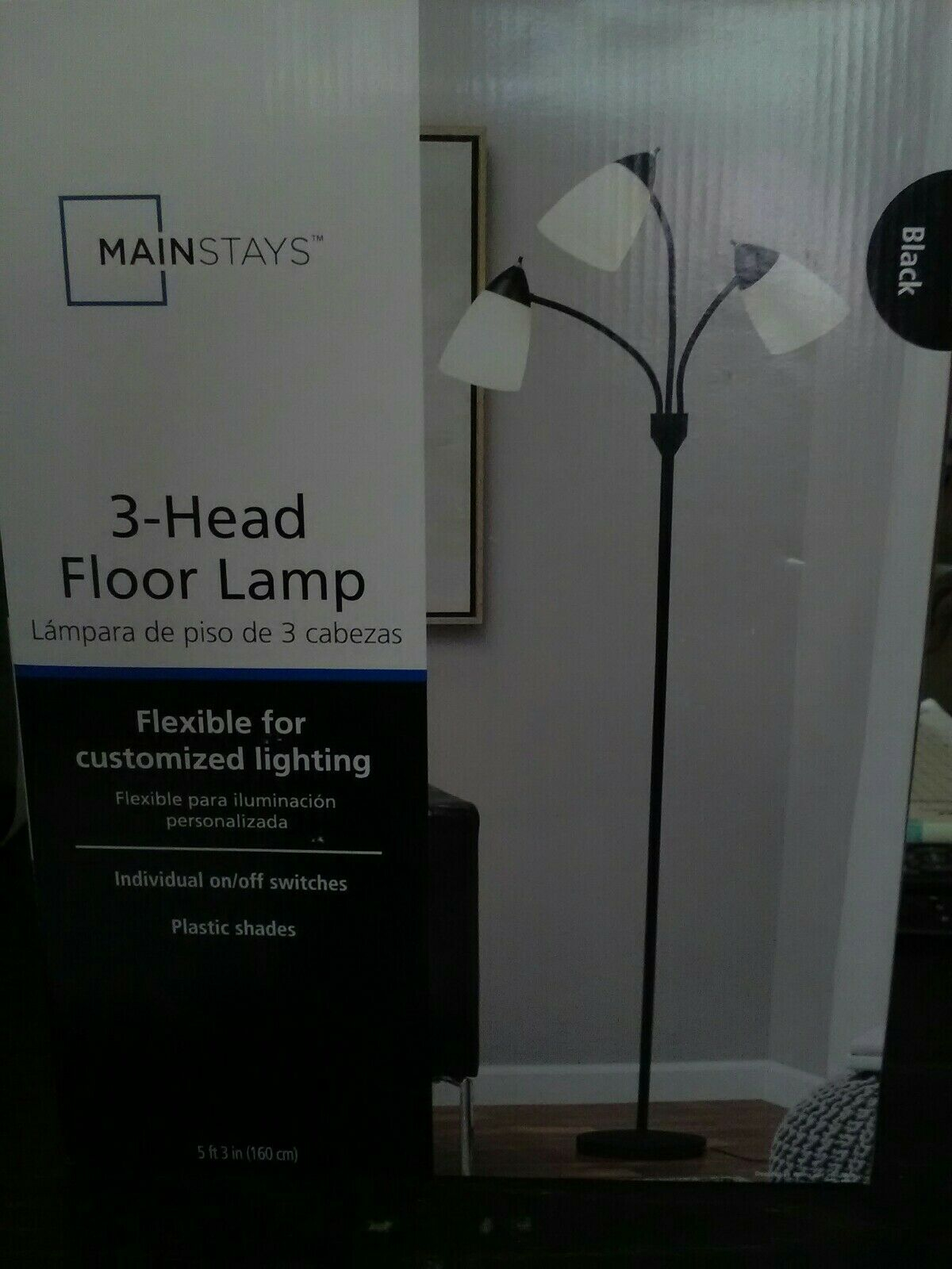 Mainstay 3 Head Floor Lamp 5ft 3in New In Box within measurements 1200 X 1600