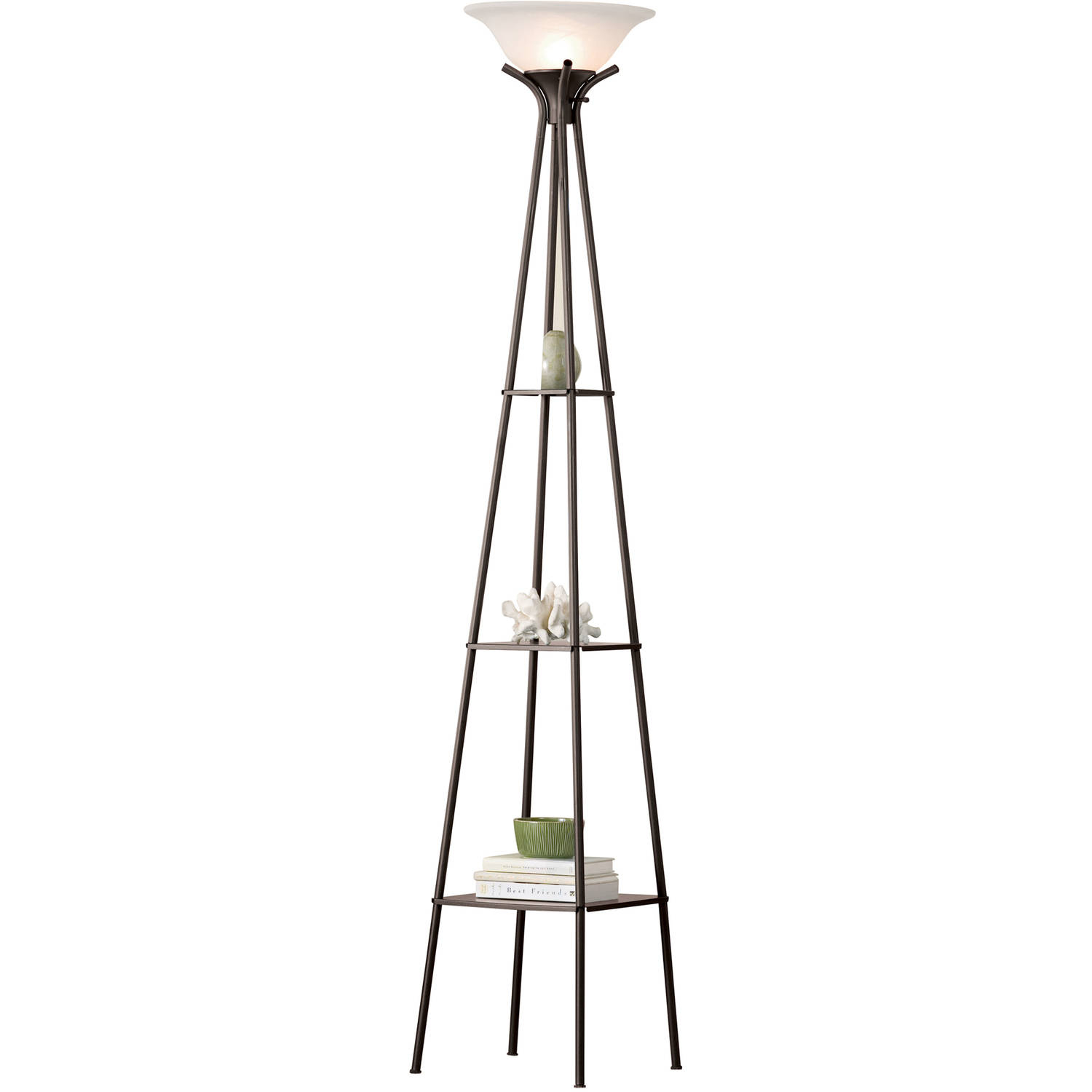 Mainstays 69 Etagere Floor Lamp Charcoal Finish Led Bulb Included Walmart regarding dimensions 1500 X 1500