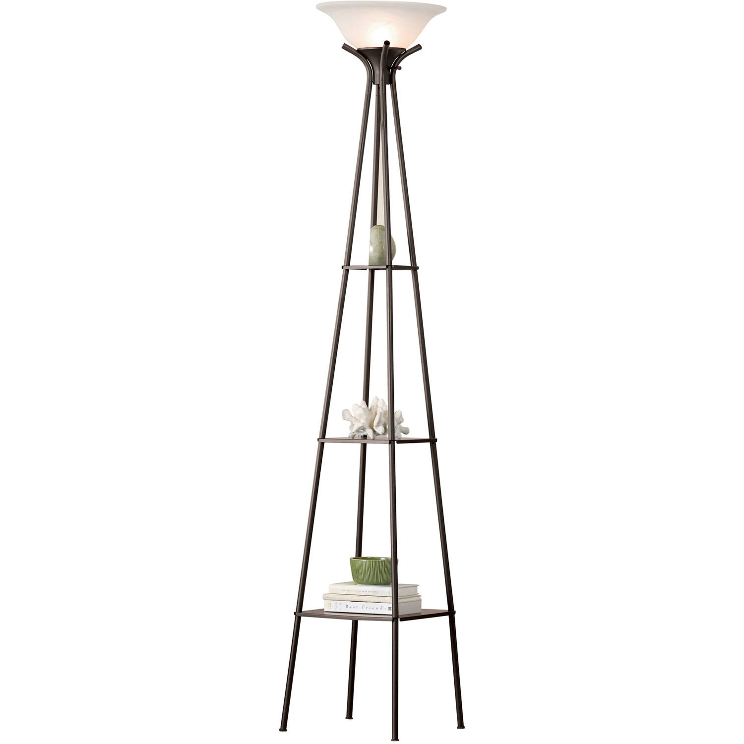 Mainstays 69 Etagere Floor Lamp Charcoal Finish Led Bulb Included Walmart throughout proportions 1500 X 1500