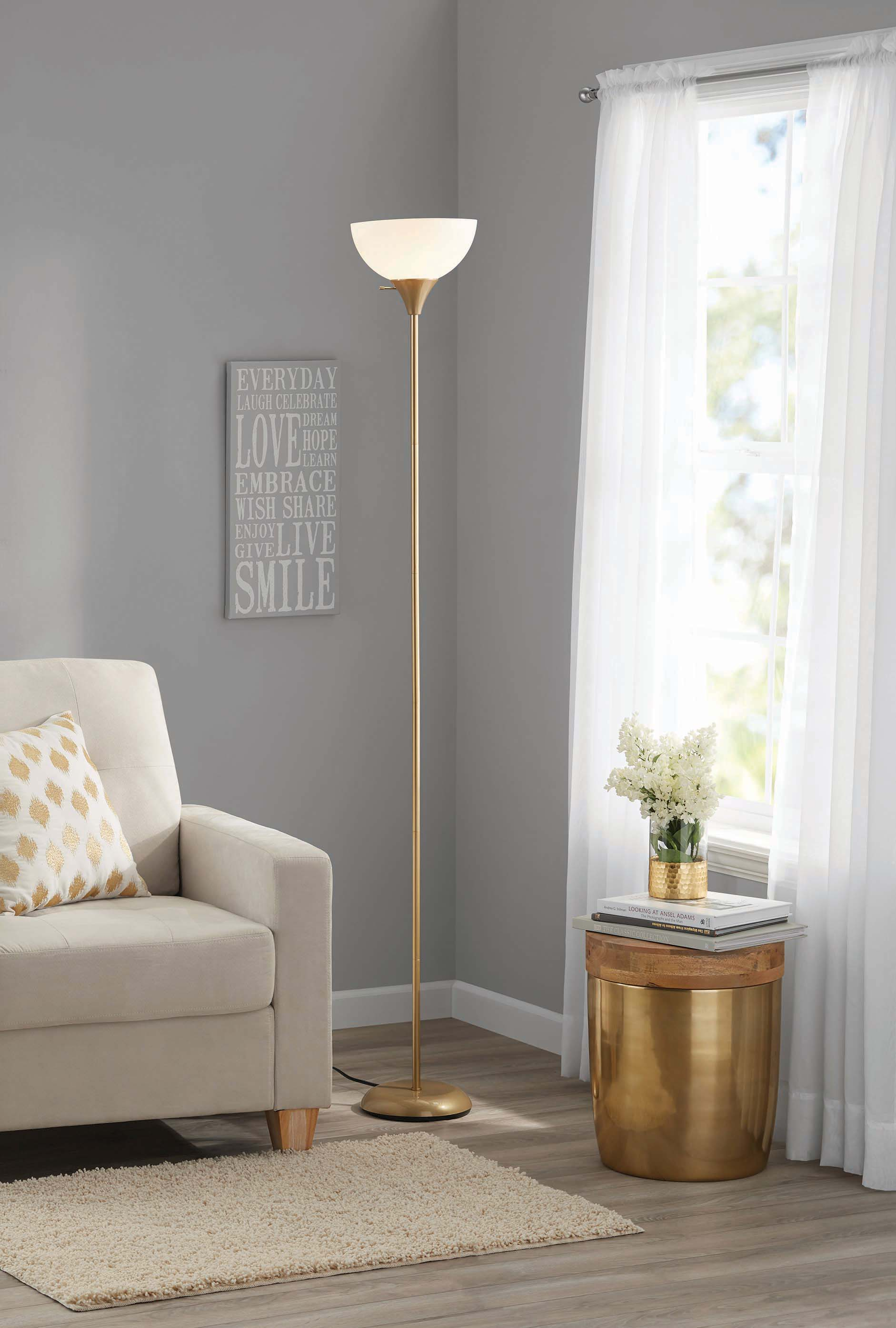 Mainstays 71 Metal Floor Lamp Gold Walmart pertaining to sizing 1882 X 2789