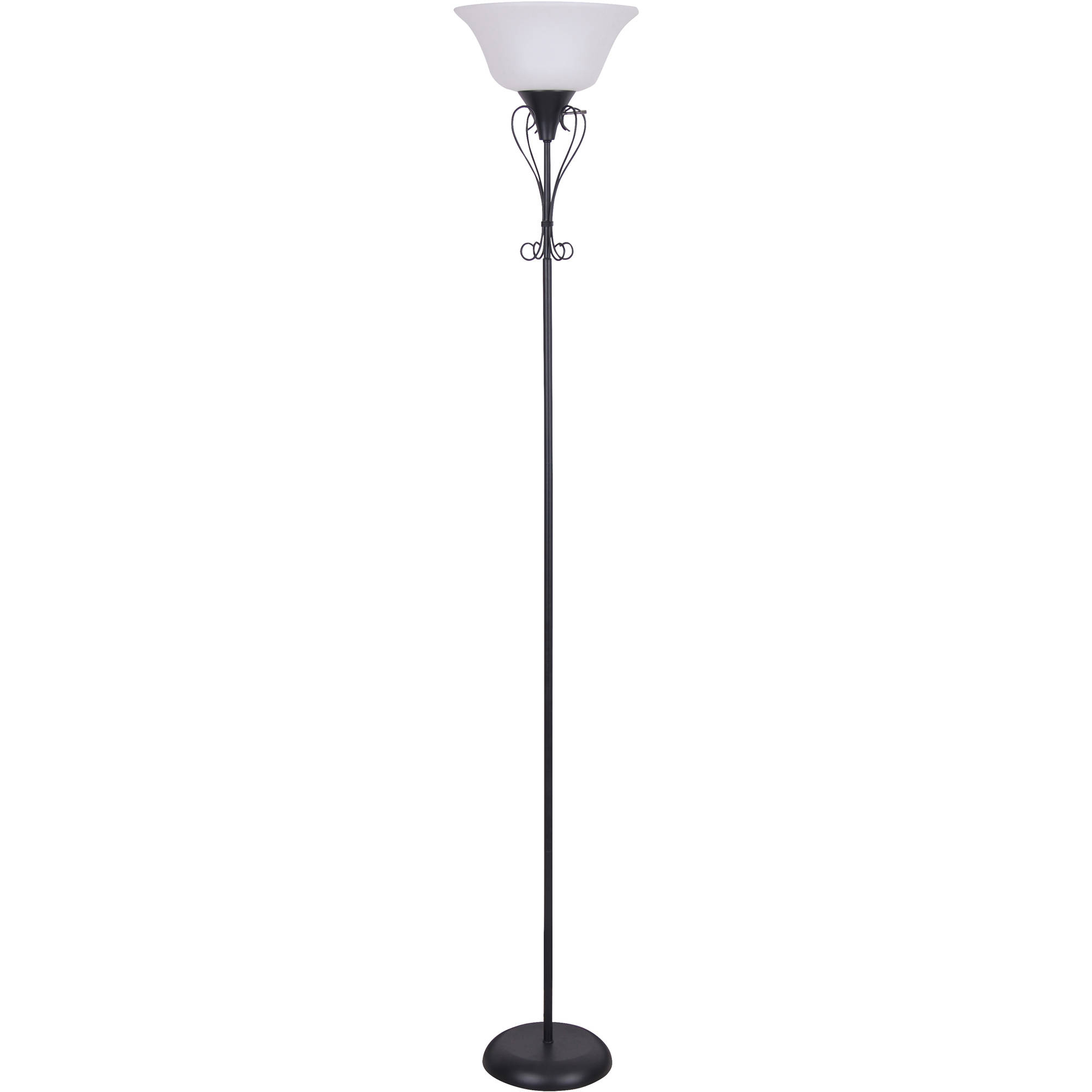 Mainstays 71 Scroll Torchiere Floor Lamp Black Finish Walmart with regard to proportions 2000 X 2000
