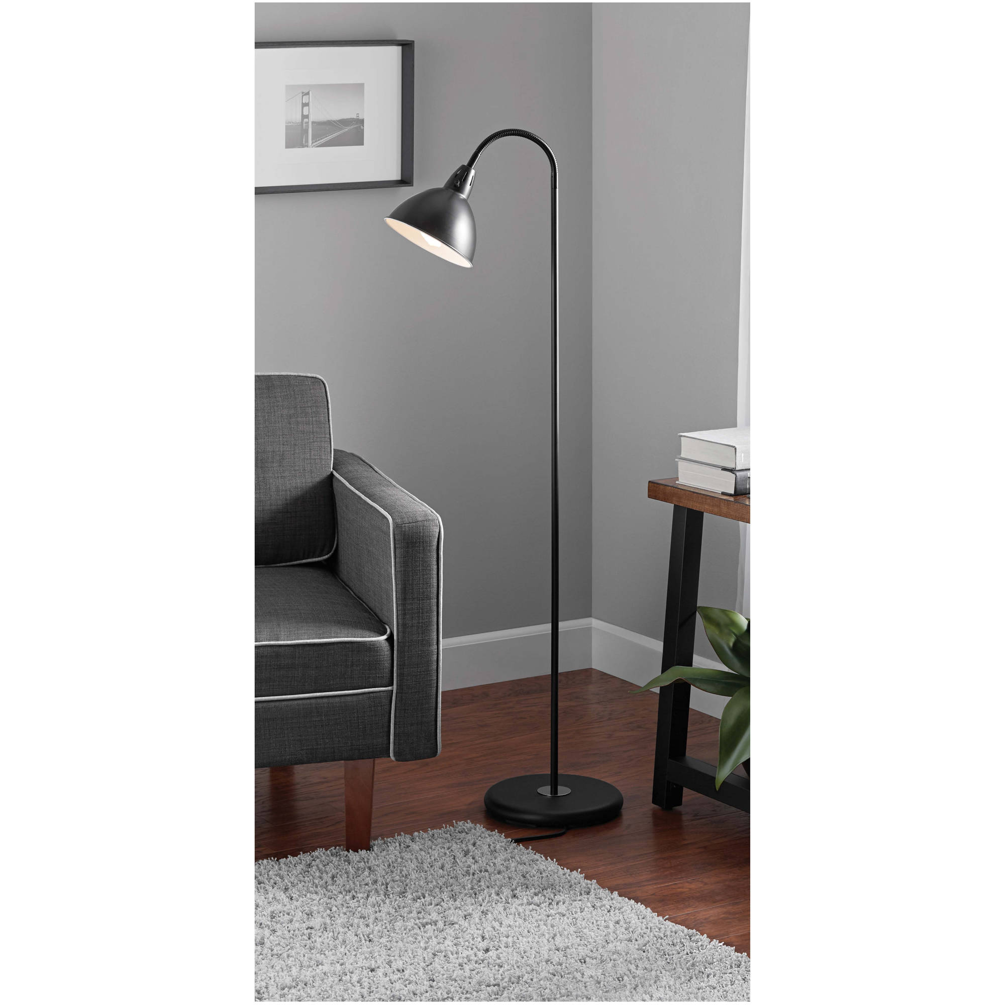 Mainstays Black Gooseneck Floor Lamp Walmart throughout dimensions 2000 X 2000