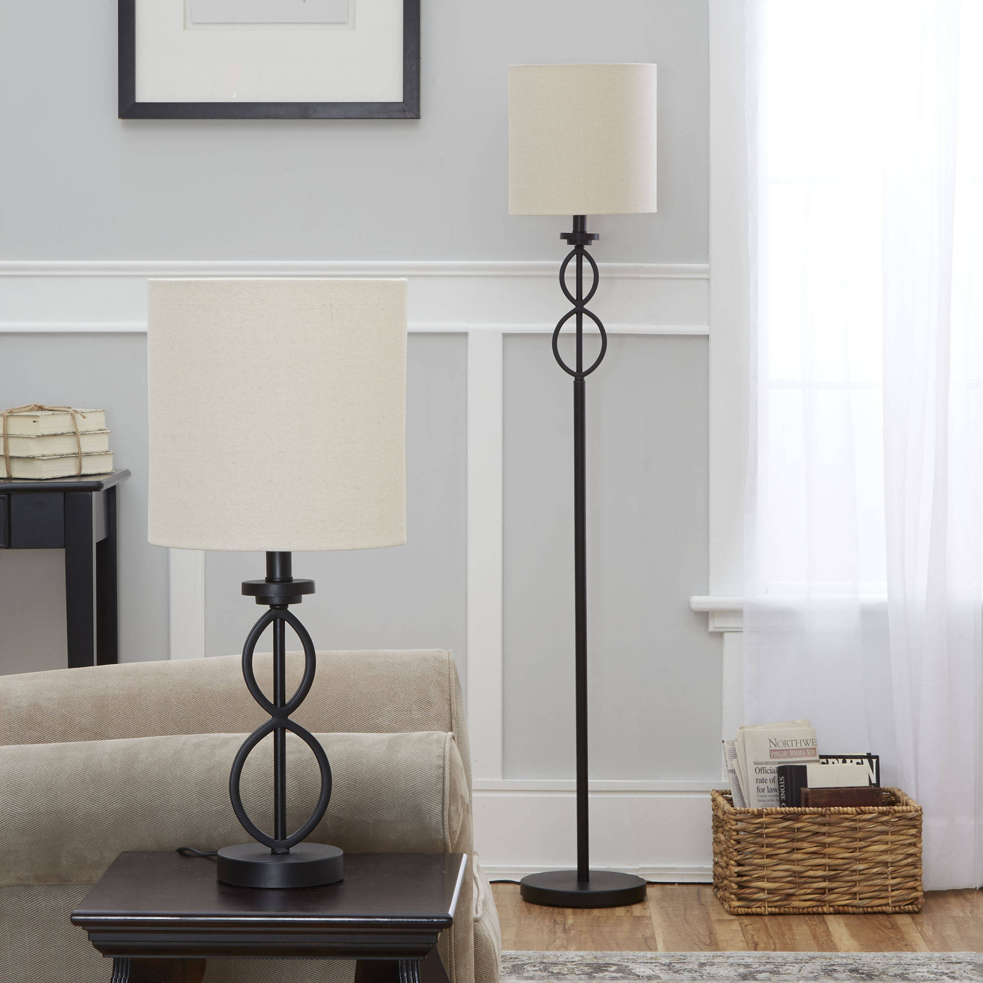 Mainstays Table And Floor Lamp Set Black Matte Finish inside sizing 2000 X 2000