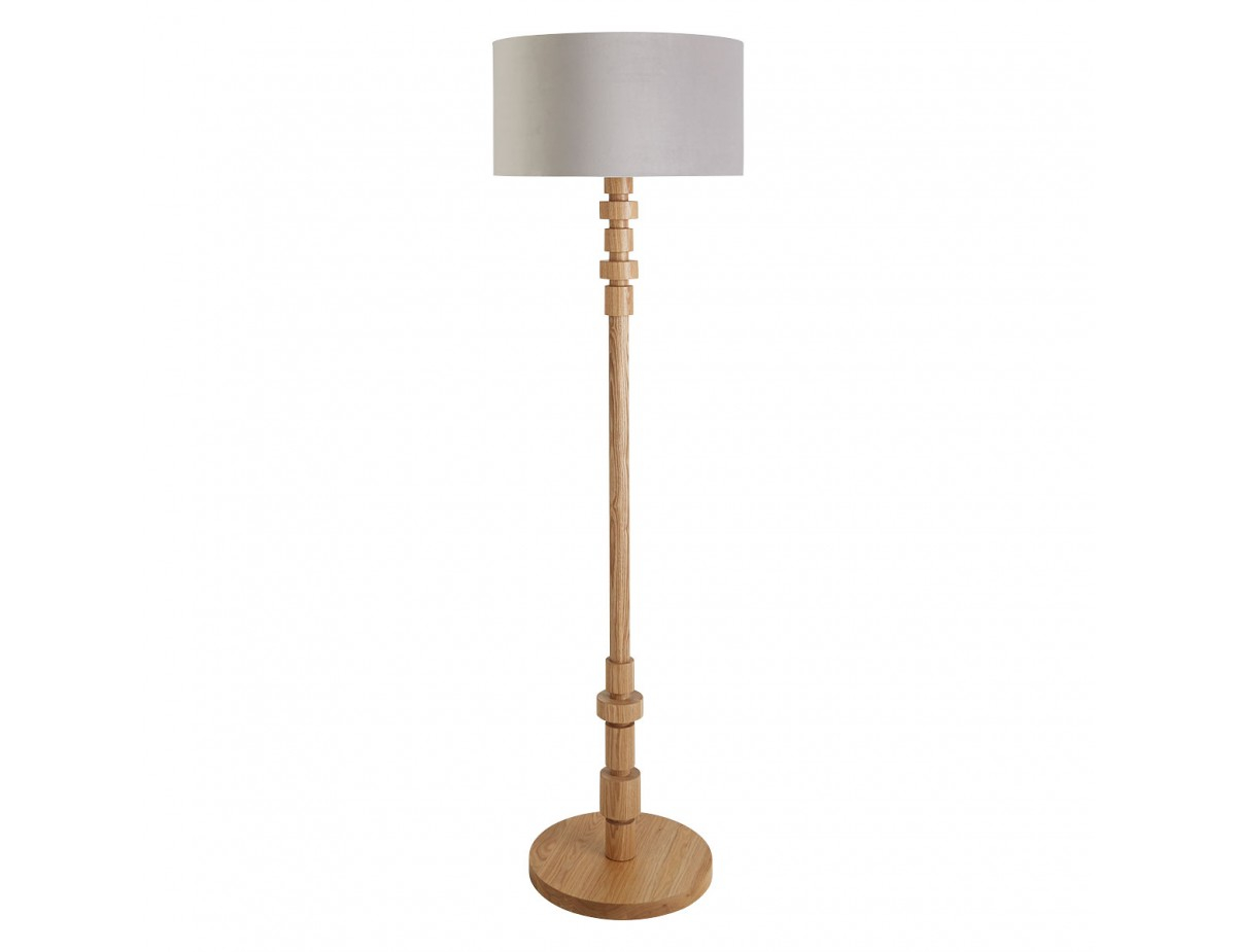 Maldon Oak Wooden Floor Lamp With Grey Shade intended for size 1200 X 925