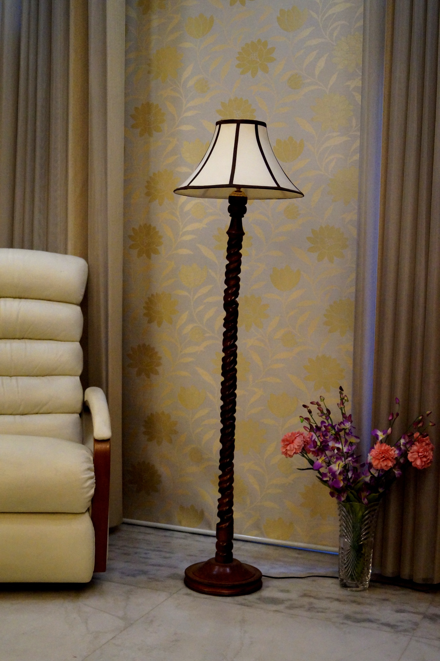 Mango Wood Dark Brown Floor Lamp With Shade Conical Color Khadi pertaining to sizing 1453 X 2182