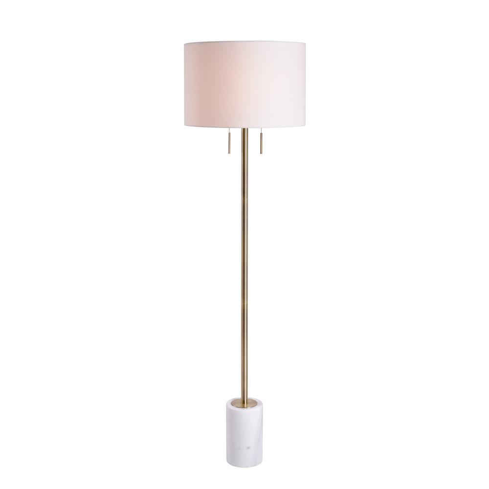 Manor Brook Pillar 62 In Brass Floor Lamp With Drum Shade intended for sizing 1000 X 1000