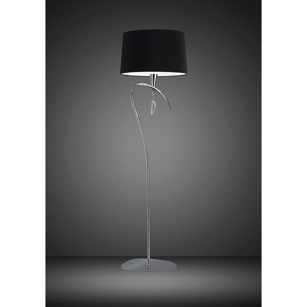 Mantra M1652bs Mara 4 Light Low Energy Floor Lamp In Polished Chrome Finish With Black Shade inside proportions 1000 X 1000