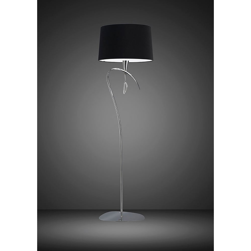 Mantra M1652bs Mara 4 Light Low Energy Floor Lamp In Polished Chrome Finish With Black Shade within measurements 1000 X 1000