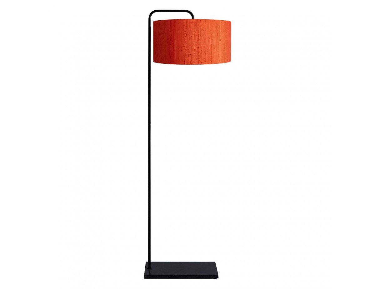 Marbelle Black Metal And Marble Floor Lamp With Orange Drum Silk Shade within sizing 1200 X 925