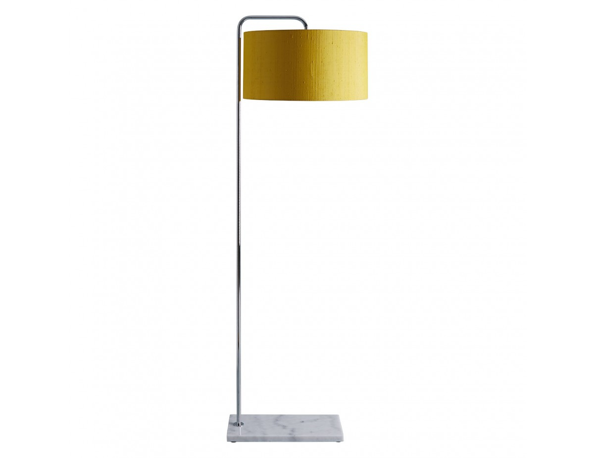 Marbelle Chrome Metal And Marble Floor Lamp With Yellow Shade in dimensions 1200 X 925