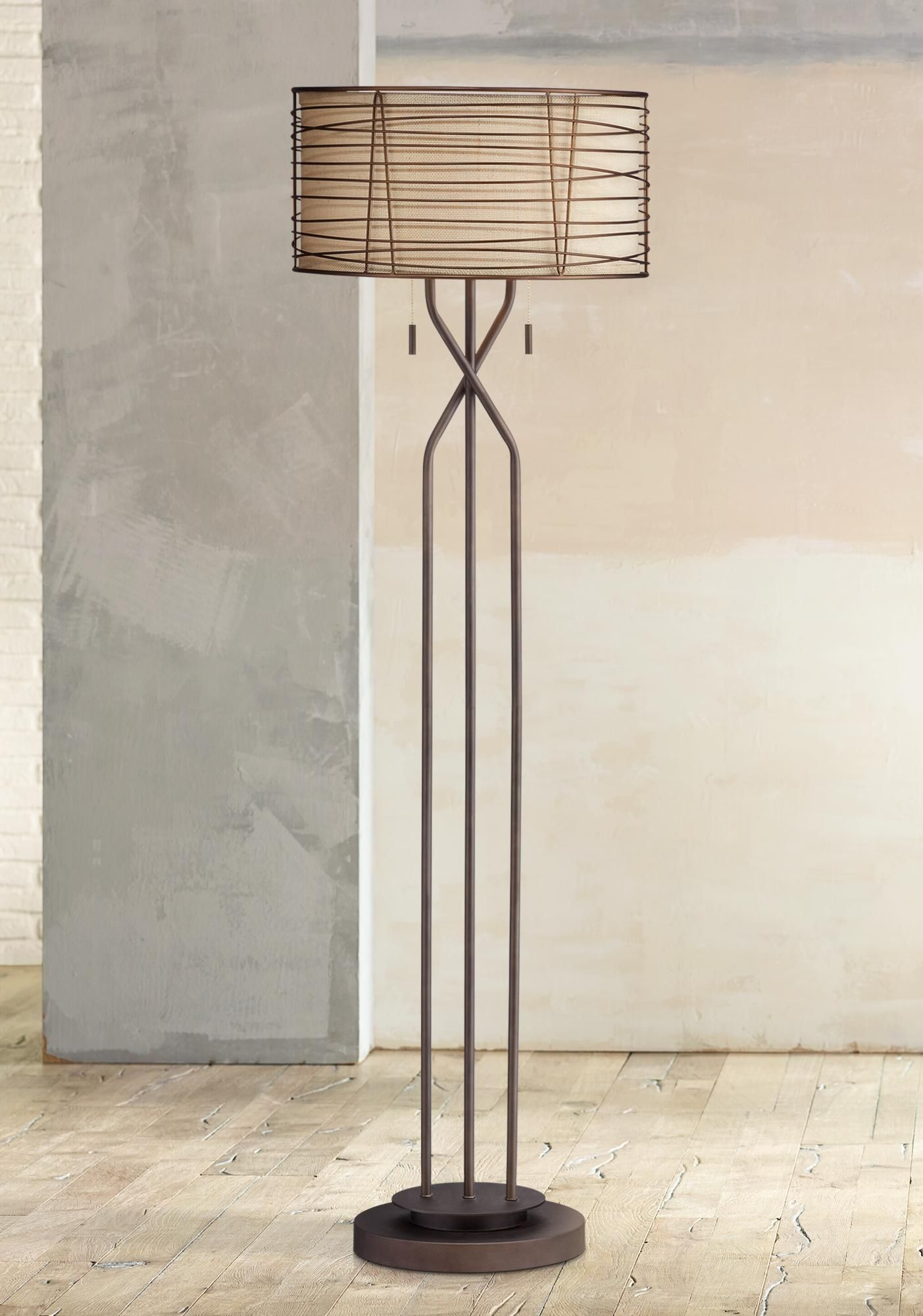 Marlowe Bronze Woven Metal Floor Lamp Franklin Iron Works pertaining to size 1403 X 2000