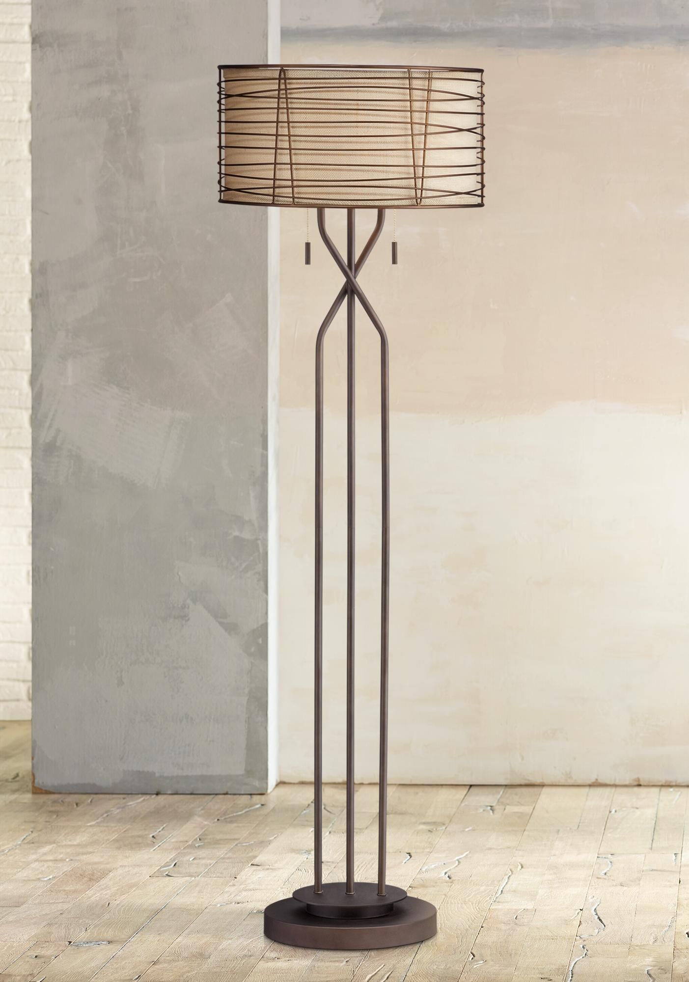 Marlowe Bronze Woven Metal Floor Lamp Franklin Iron Works with regard to measurements 1403 X 2000