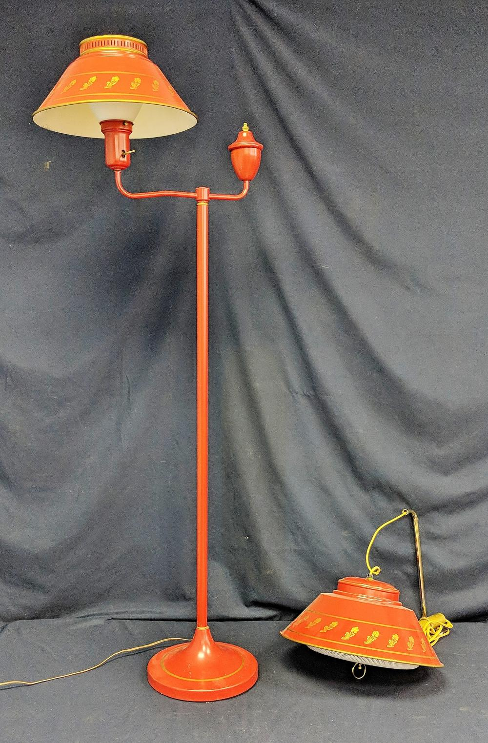 Matching Red Toleware Floor And Hanging Lamps throughout dimensions 1000 X 1523
