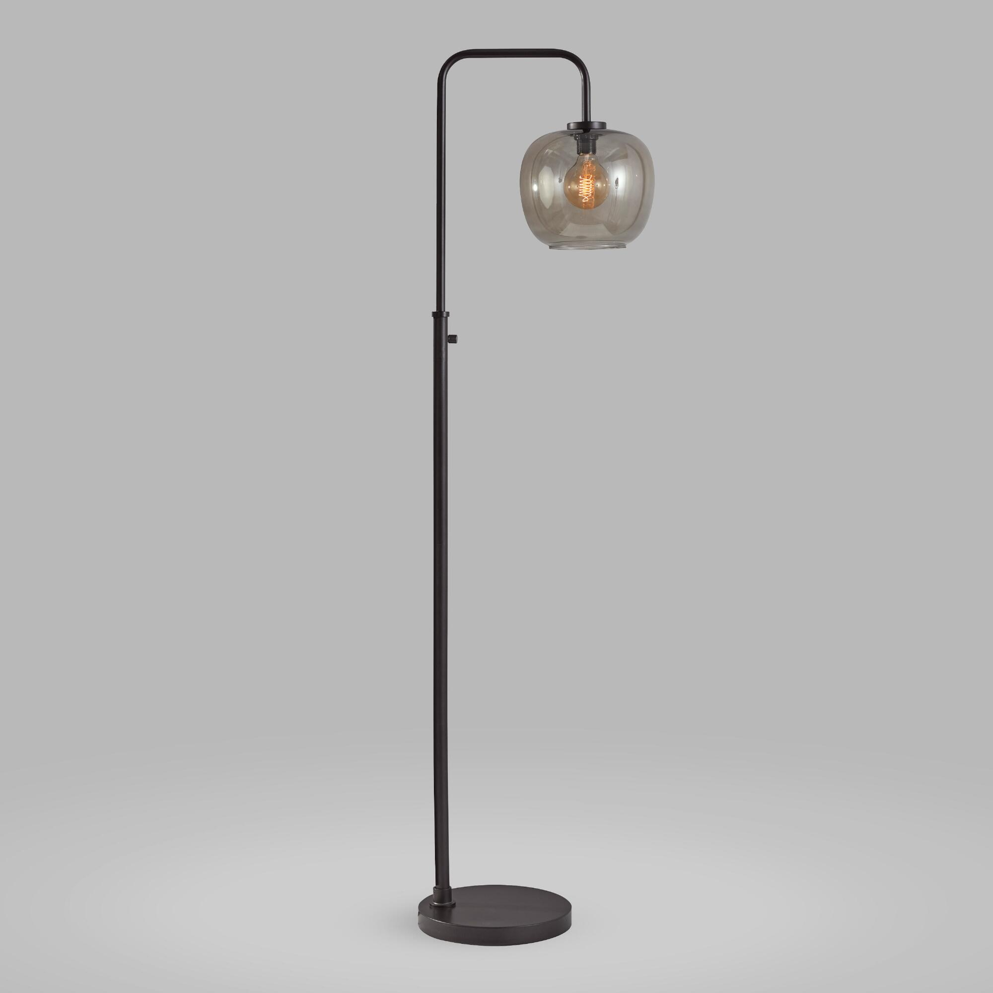 Matte Black And Smoky Glass Meyer Floor Lamp Blackgray with size 2000 X 2000