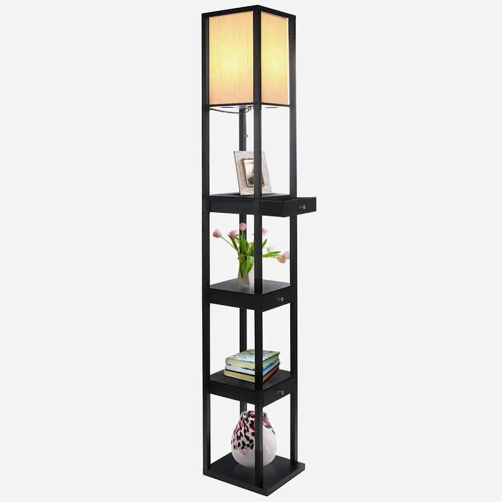 Maxwell Drawer Led Floor Lamp Shelf Combination Modern for proportions 1024 X 1024