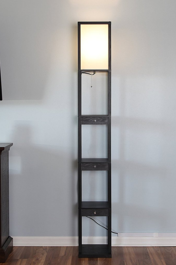 Maxwell Drawer Led Floor Lamp Shelf Combination Modern pertaining to measurements 735 X 1102